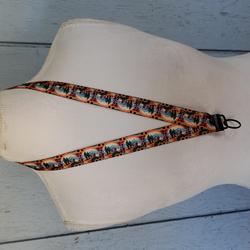Wild West Key Lanyard Sunflower Cactus Mountain Leopard Sarape Zarape Serape - Picture 4 of 9